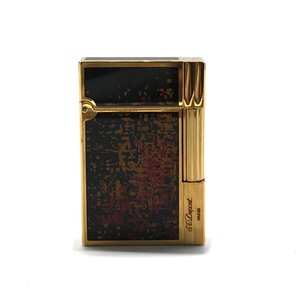1円 良品 S.T.Dupont デュポン ライン2 ローラー式 モザイク 漆 ガスライター 喫煙グッズ 着火良好 ゴールド ブラック a7604