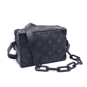 1円 良品 LOUIS VUITTON ルイ ヴィトン モノグラム エクリプス ミニ ソフト トランク レザー チェーン ショルダー バッグ RFID確認済
