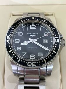 【L531-i】LONGINES ロンジン　L3.688.4 ハイドロコンクエスト　クォーツ　動作未確認品 黒文字盤　保証書