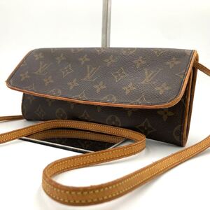 1円 【超人気】 LOUIS VUITTON ルイヴィトン ショルダーバッグ ポシェットツインGM M51852 モノグラム ブラウン PVC レザー レディース