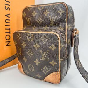 1円 ルイヴィトン LOUIS VUITTON アマゾン モノグラム ショルダーバッグ ヌメ革 肩掛け レザー 茶 バック ゴールド金具