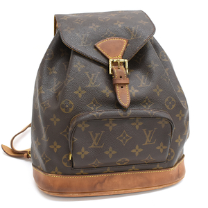 1円◎定価14万 美品 LOUIS VUITTON ルイヴィトン バックパック モンスリMM M51136 モノグラム ブラウン◎E.Clo.zE-01